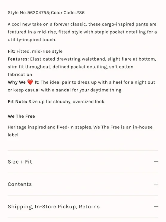 We The Free Park Ave Pull-On Cargo Pants - Picture 3 of 10